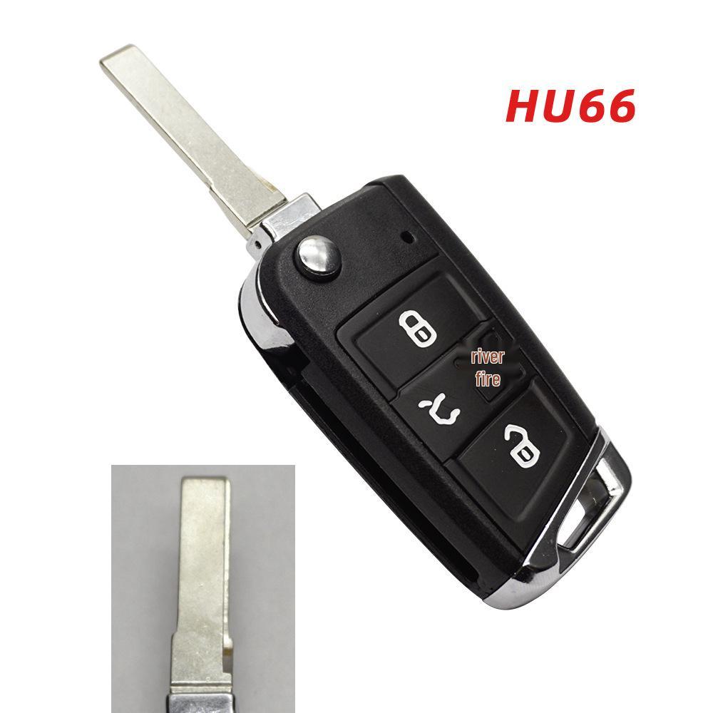Compatible with Volkswagen 4-Button Golf 7, Lamando, Skoda, Sagitar Folding Key Shell (HU66/HU162).