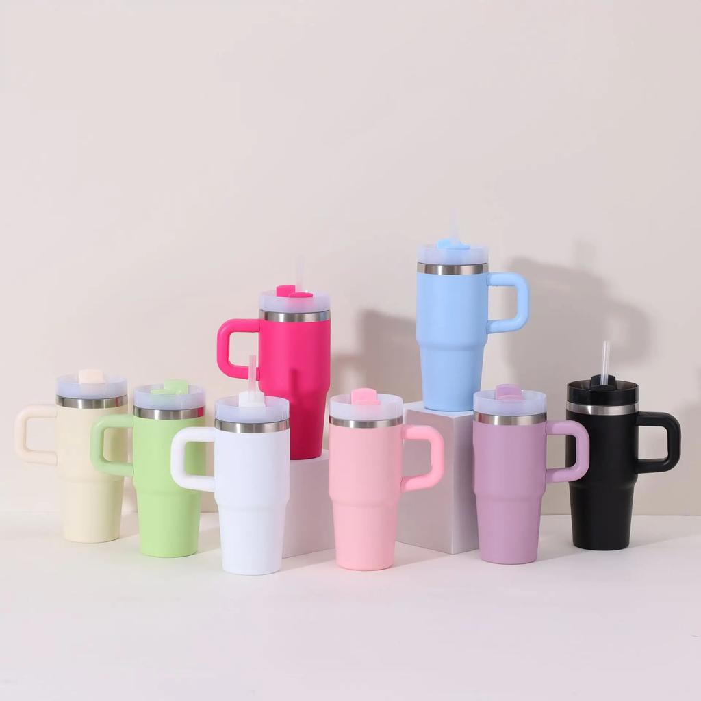 New Double-layer Vacuum 14oz Car Cup Large Capacity 304 Stainless Steel Thermal Insulation Cup with Portable Handle Water Cup