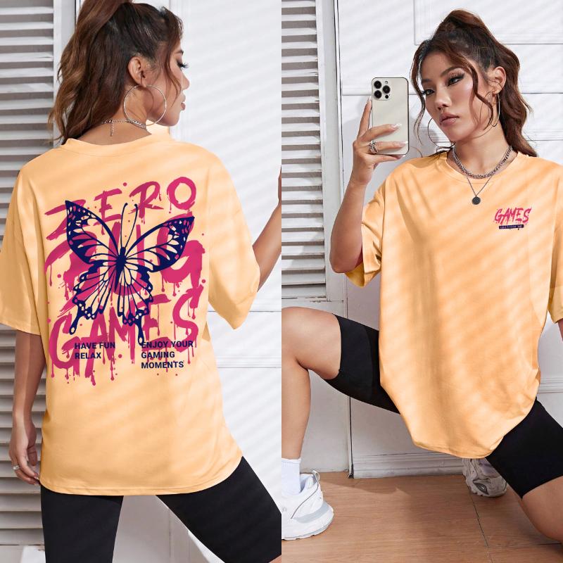 Graphic & Letter Print Crew Neck T-Shirt Women Cotton Plus Size Tshirts Hip Hop Breathable Streetwear Soft Casual Short Sleeve