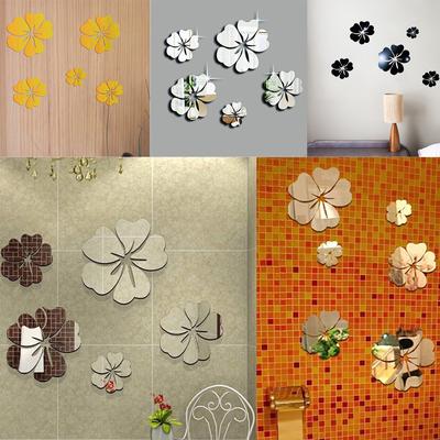 3D-Spiegel, Blumenkunst, abnehmbarer Wandaufkleber, Acryl-Wandaufkleber, Heim- und Raumdekoration