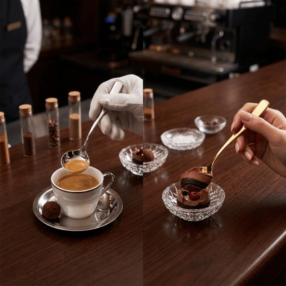 Slender Long Handle Milk Froth Spoon Rustless Steel Metal Spoon Cream Mix Scoop Barista Work Use серебряный