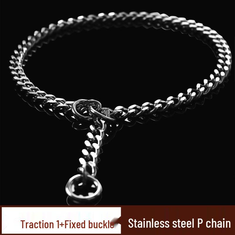 Stainless Steel Dog Chain Collar & Leash Set, Polished P Chain