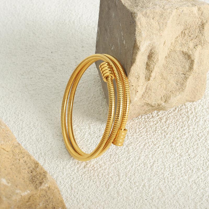 Boho Multiple Layers Bracelet Zircon  Vintage Gold Color Snake Chain Metal Rope Chain Fashion Bracelet For Women