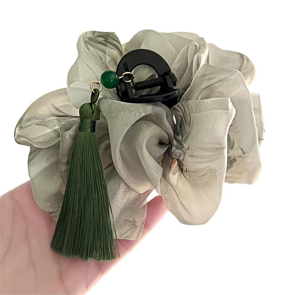 Tassel Cloud Mesh Ponytail Shark Clip New Chinese Style Ponytail Claw Clip  for Women