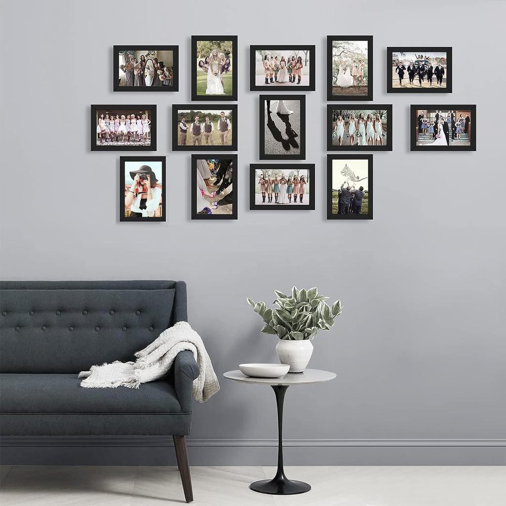 14pcs 4x6 Inch Picture Frames, Wooden Photo Frames Without Mat ,Tabletop or Wall Display for Prints, Paintings, Poster