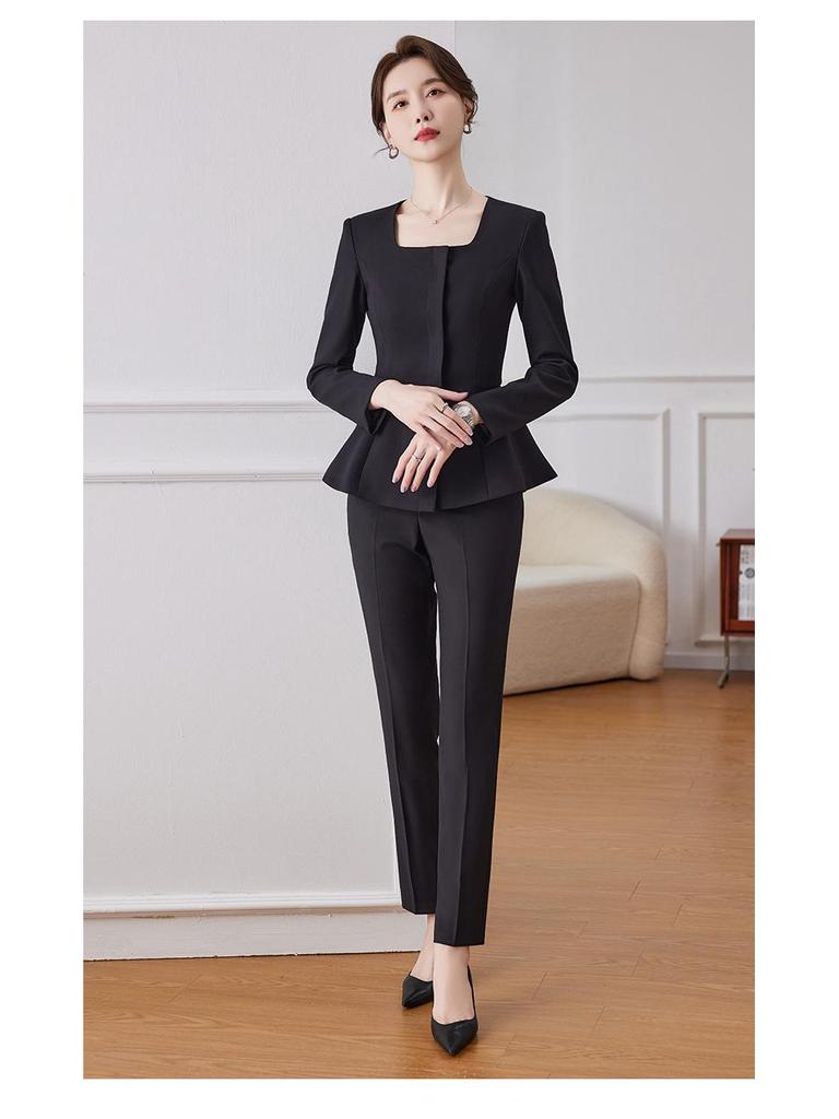 Women's Dark Blue Professional Suit - Spring/Summer Hotel Manager Reception Uniform