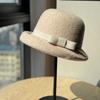 French High End Curled Woolen Mother's Hat for Women Retro Bow Fisherman Hat Autumn and Winter Rich Style Hat
