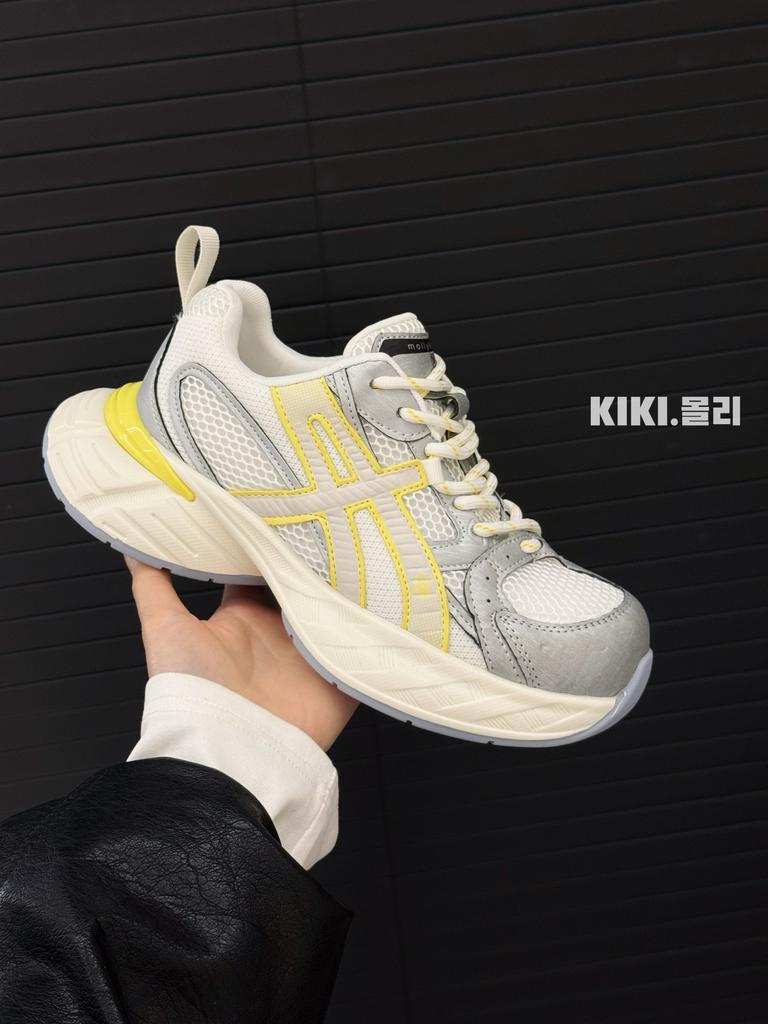 Atmungsaktive Mesh-Dad-Schuhe für Damen, neues Design, Leder-Freizeitsportschuhe mit dicker Sohle