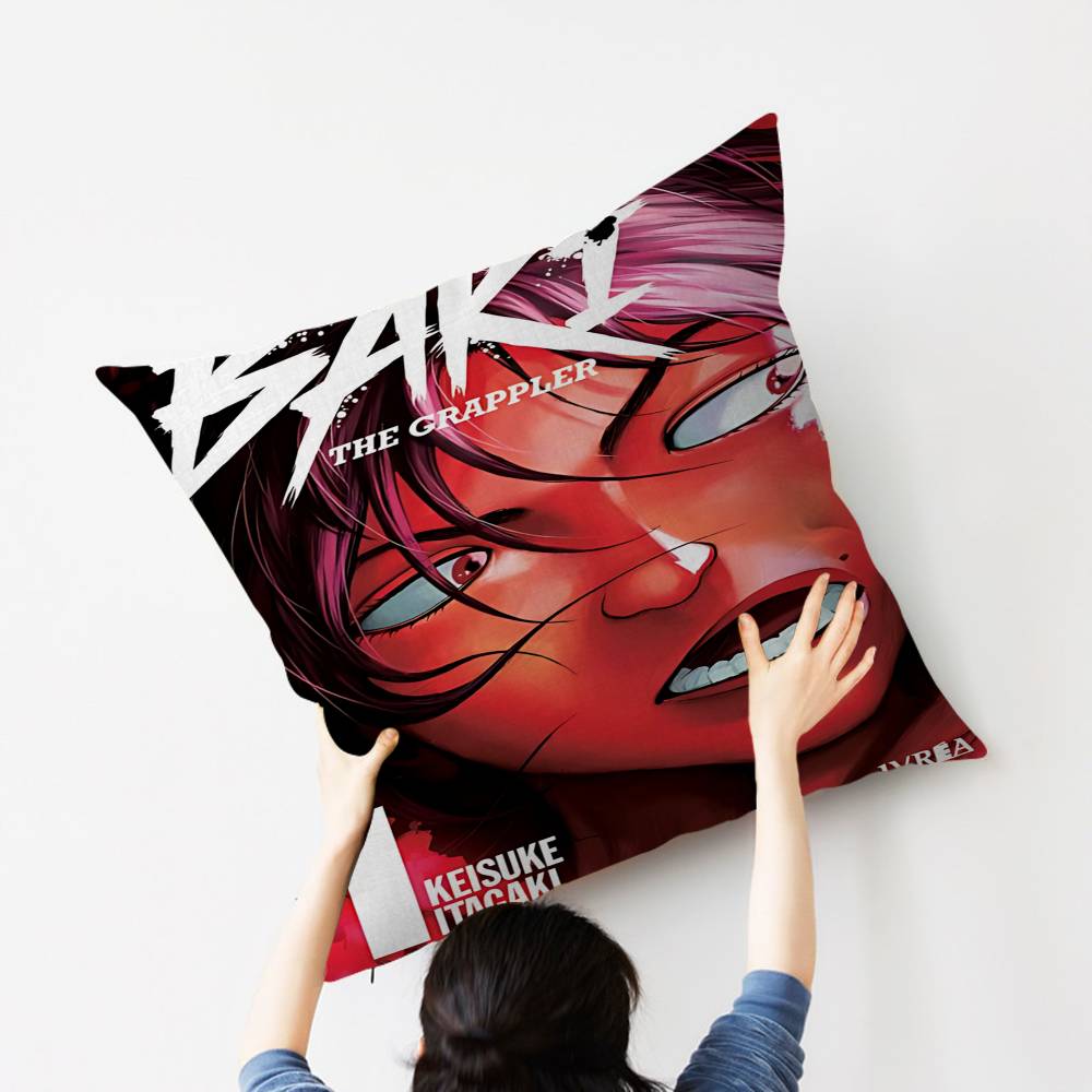 Baki the Grappler Cushion Cover Car Throw Pillow Case For Sofa Car Christmas Gift 40x40cm 45x45cm