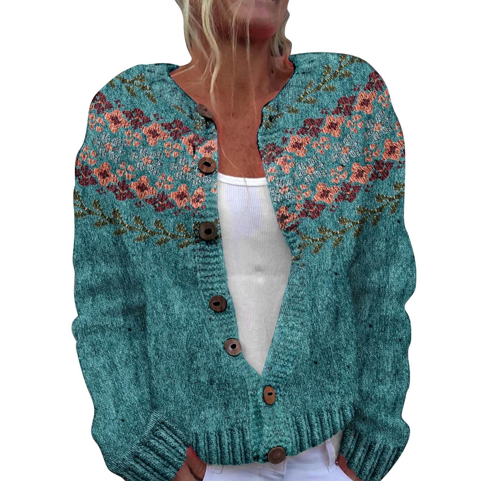 WQ-YK01-Crew neck cardigan 3D printed sweater S