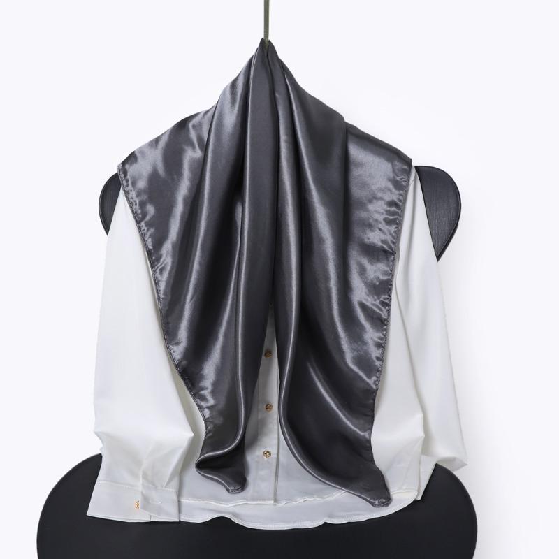 Classic solid color silk scarf women's trend versatile shawl simulation silk bag headscarf 90cm square scarf