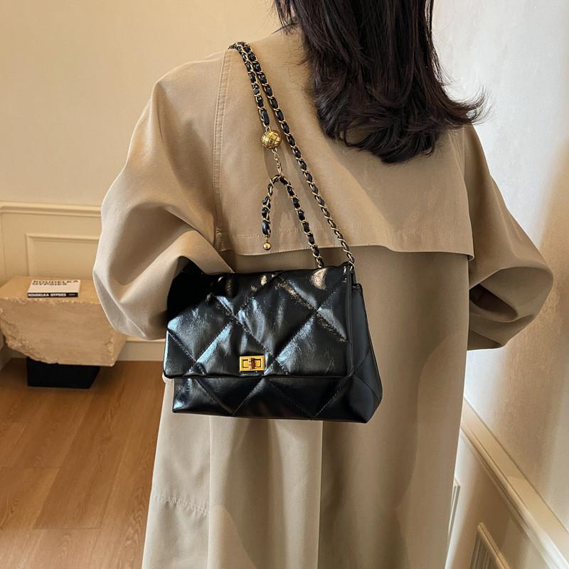 Ielgy Large-Capacity All-Match Diamond Chain Bag Ladies Shoulder Messenger Bag
