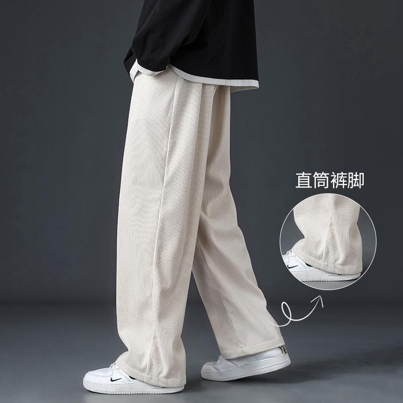 

Winter new men s pants casual pants loose straight corduroy velvet warm wide-leg sports trousers 3XL