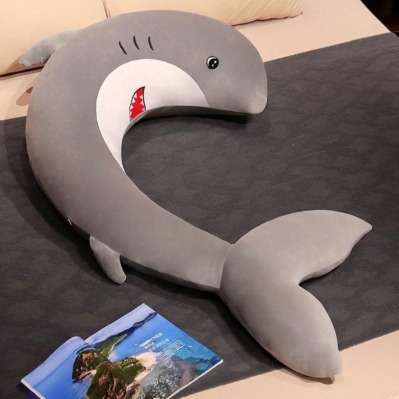 

Shark Pillow Shaped Marine Animal Plush Toy Cartoon Stuffed Doll Kids Gifts серый