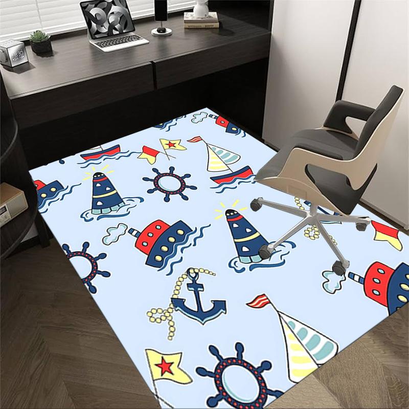 

1PC Sailboats Ship Non-Slip Floor Carpet Compatible for Office&Living Room&Bedroom&Dining room - Flat - Weave Machine-S0396 60cm by 90cm