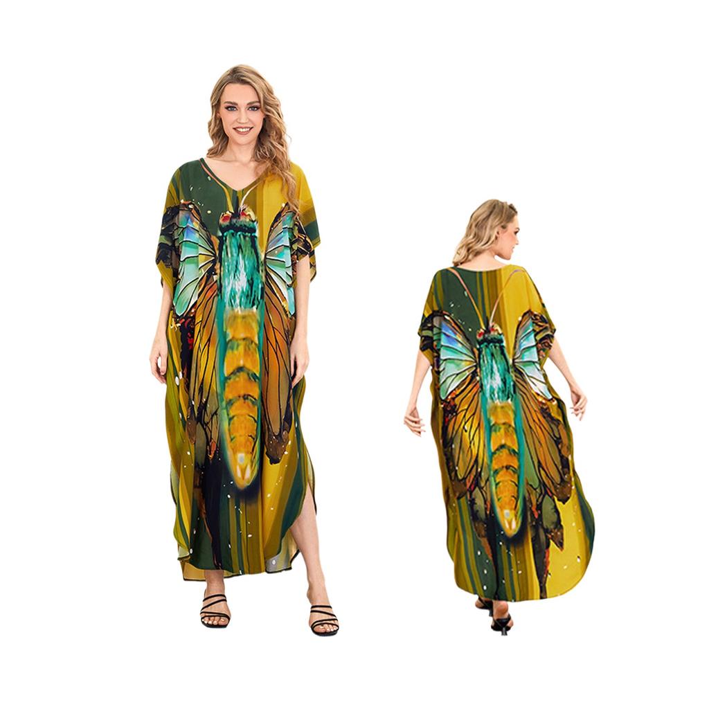 Loose-fitting Large-sized Long Robe, Beach Blouse, Vacation One-piece Long Dress, Sun-protective Blouse For Women