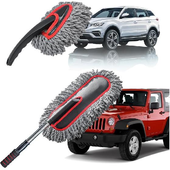 YeewayVeh Car Duster Kit, 2PCS Microfiber Exterior And Interior Scratch Free Car Duster Brush For Vehicles And Home Cleaning, Light Gray 2 Pack