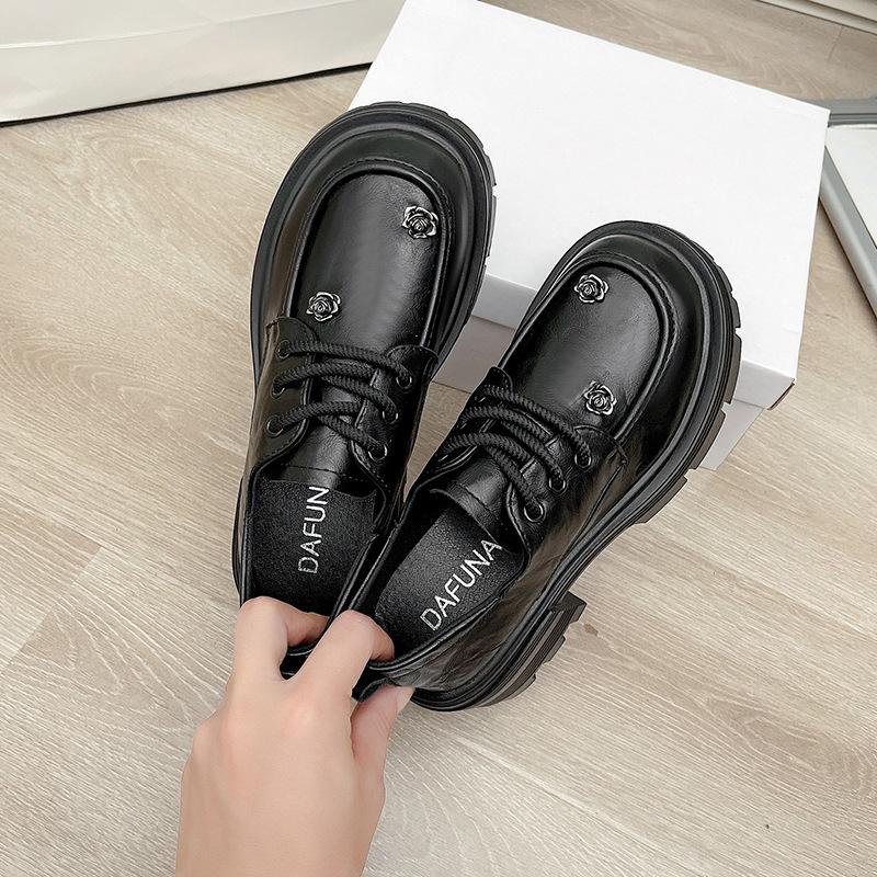 French Small Loafers 2025 Autumn New British Style Small Leather Shoes Fashion Versatile Thick Heel Platform Single Shoes