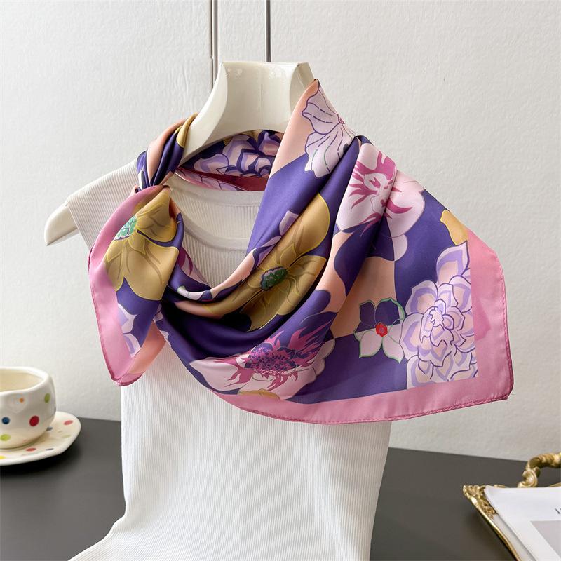 New ethnic- border printed imitation silk square scarf shawl neckerchief high-end neck-tie small square scarf silk