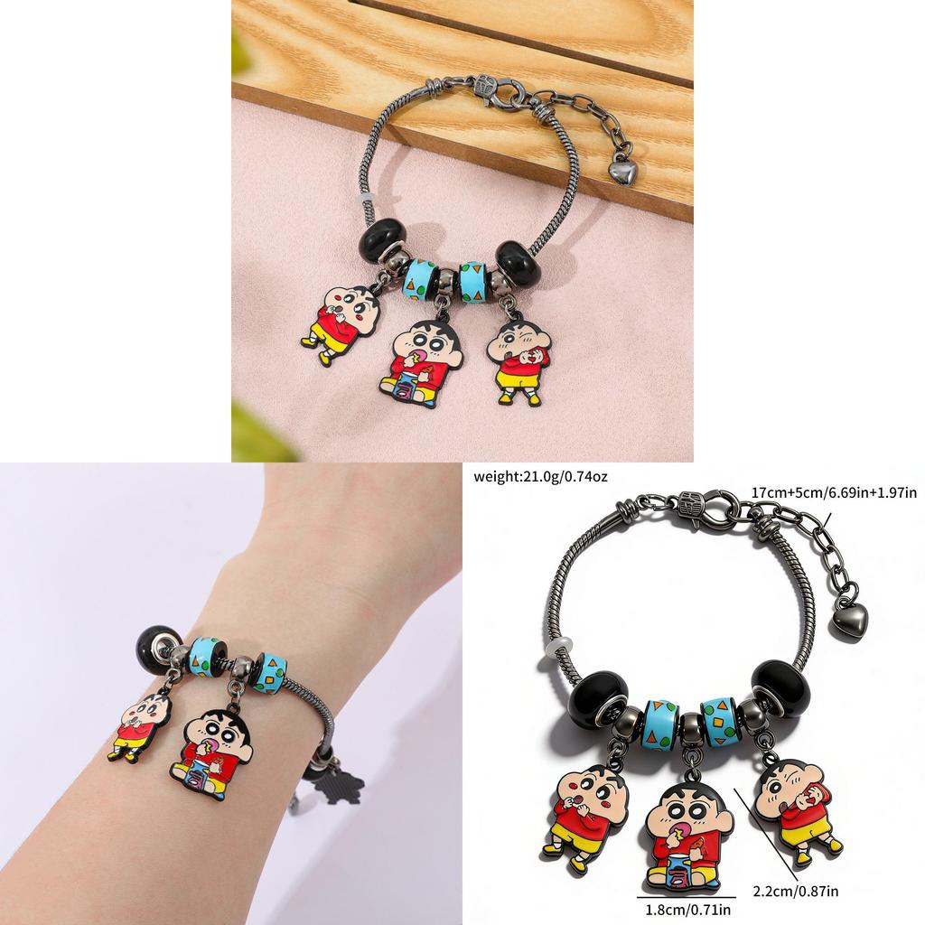 Crayon Shinchan Cartoon Charm Bracelet Zinc Alloy Beaded Jewelry For Kids And Adults