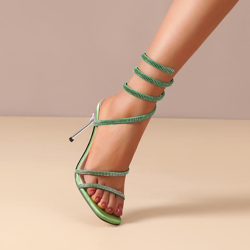 Mode 2025 Neue Sommer Strass High Heels Internet Rot Schlange 34-43 Größe Mode Sandalen Sexy Fee