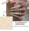 Aurora 3D Butterfly Pointed Beauty Nails - Long Wearable Pearl Nude Glitter with Rhinestones