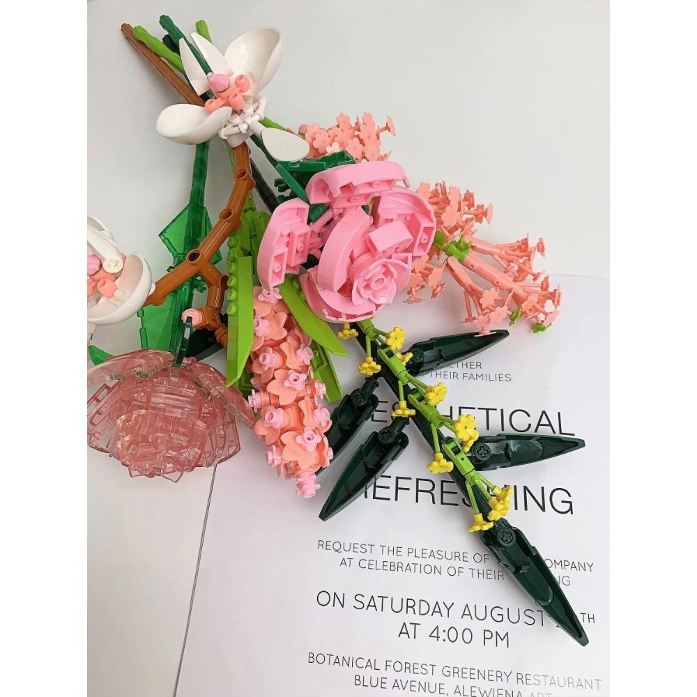 Flower Bouquet Building Blocks Kit Creative DIY Flowers Block Toys Set Gift for Kids Girls Friends Adults Beautiful Home Decor