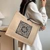 Women Handbag Ethnic Style Versatile Shoulder Bag Large Capacity Buckle Closure Shopping Travel Commuting Tote Bag