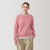MUJI Washable Wool Crew Neck Size BA1P4A4A Women's Mid-Gauge Sweater, Pink, XXL,