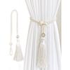 2pcs Natural Curtain Tiebacks Hanging Bind Rope Buckled Holder Tasseled For Bedroom Living Room Easy Installation