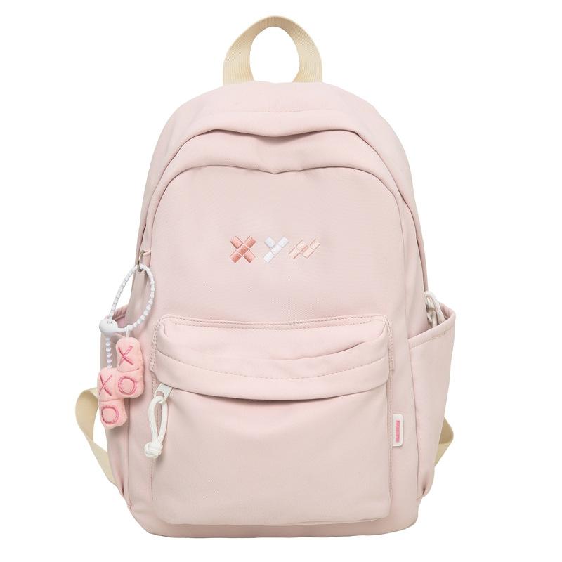 Student Schoolbag Women's Nylon Backpack Lightweight Solid Color Backpack Travel Bag