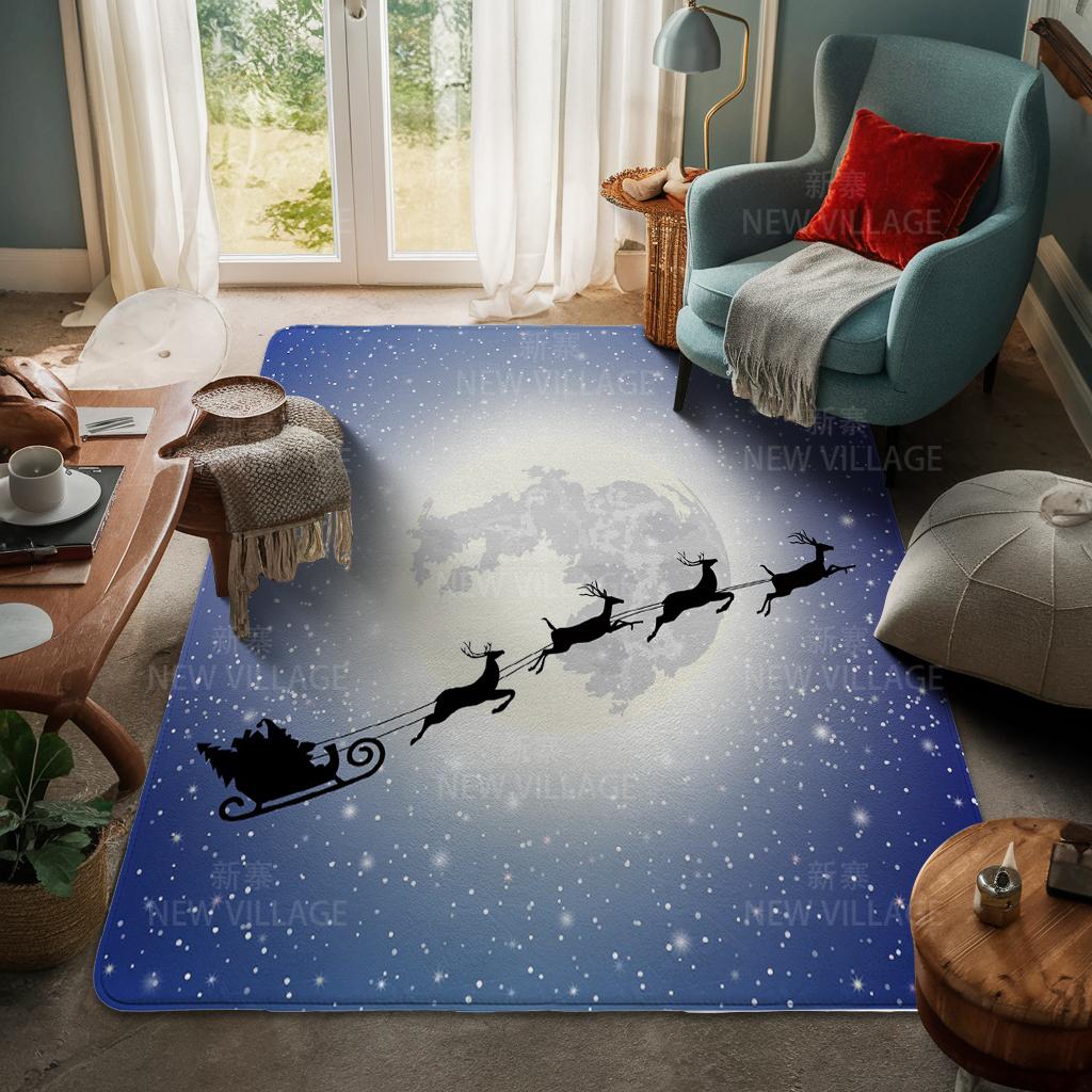 House Entrance Carpet Home Door Mat Living Room Bath Foot Bathroom Non-slip Water Absorption Rugs Bath Merry Christmas Winter