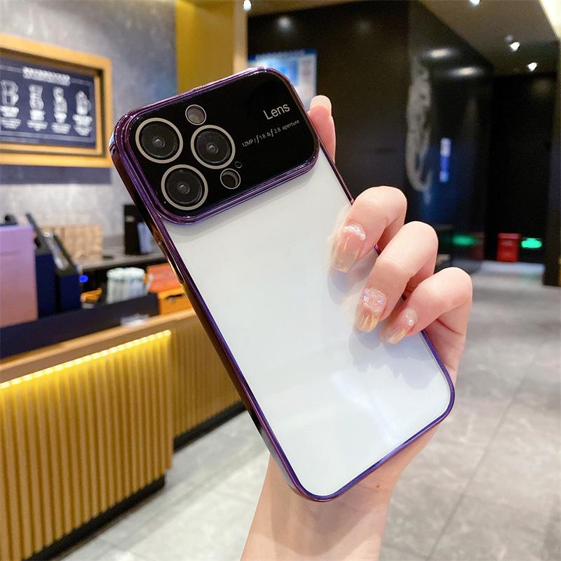 Étui de téléphone à grande fenêtre galvanisé de luxe adapté à l'iPhone 15 Pro 15 Plus 15 14 13 12 11 Pro Max Plus étui en silicone TPU minimaliste