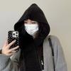 Winter Hat Scarf Integrated Two-piece Set Solid Color Warm Dual-purpose Knitted Hat Cape Versatile Fashion Hooded Shawl