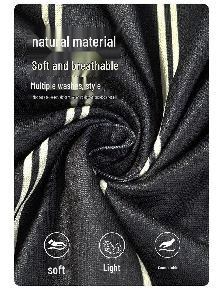 Herren Leichter Luxus Minimalistischer Pyjama - Frühling/Herbst, Langarm, Cardigan, Baumwollimitat, Lässig, Einfach, Lockere Passform, Große Größen Homewear.