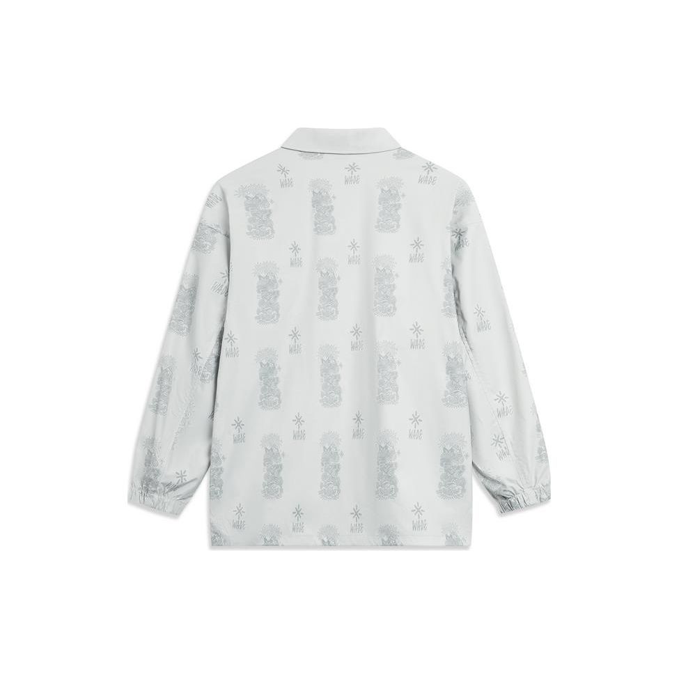 Li Ning Wade Kuixing Diandou Series Full Print Single Button Lapel Long Sleeve Jacket Unisex Jacket Chuan-Stone-Gray AFDT817-2