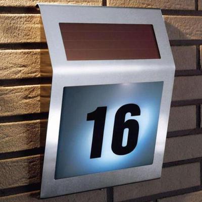 3LED Solar Powered Illumination Doorplate Lamp House Number Light