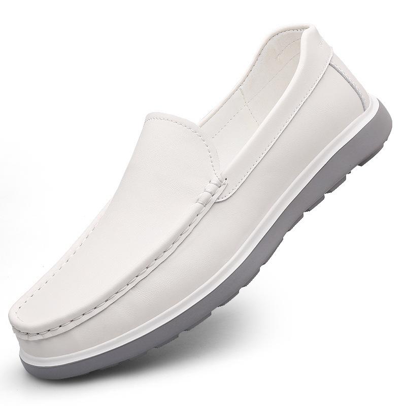 

Doudou shoes men s shoes spring 2025 new first-layer cowhide versatile leather trendy shoes men s casual leather shoes 45 білий