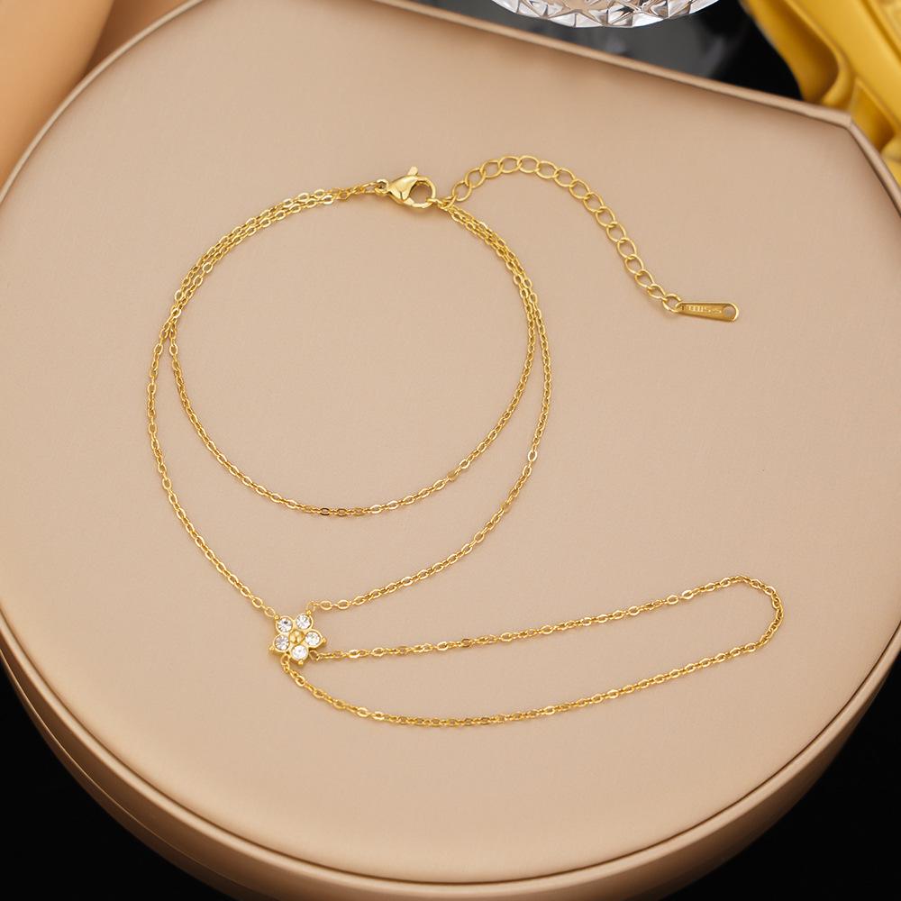 Gold-Plated Double Layer Thin Chain Stainless Steel Hand Chain Jewelry
