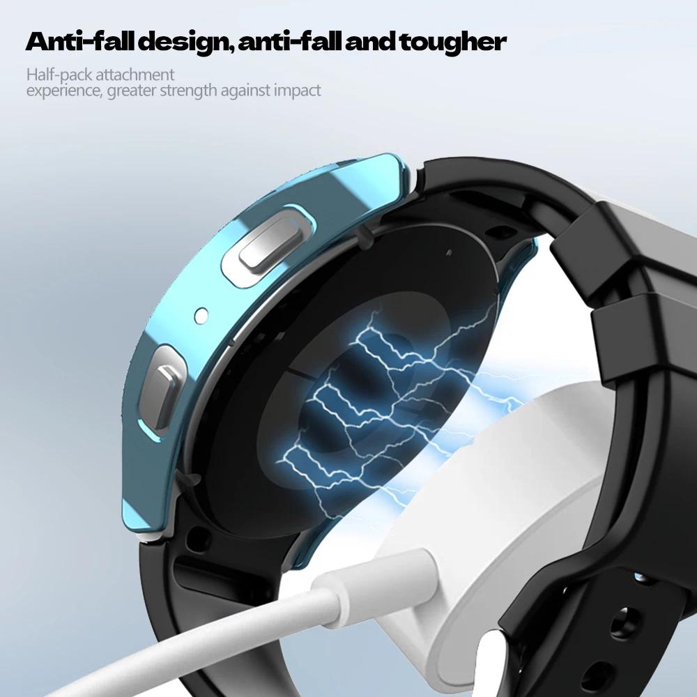Dvojitý diamantový kryt pro Samsung Galaxy Watch 6 40mm 44mm Bling PC Dutý rám Ochranný pro Galaxy Watch 6 Kryt Příslušenství