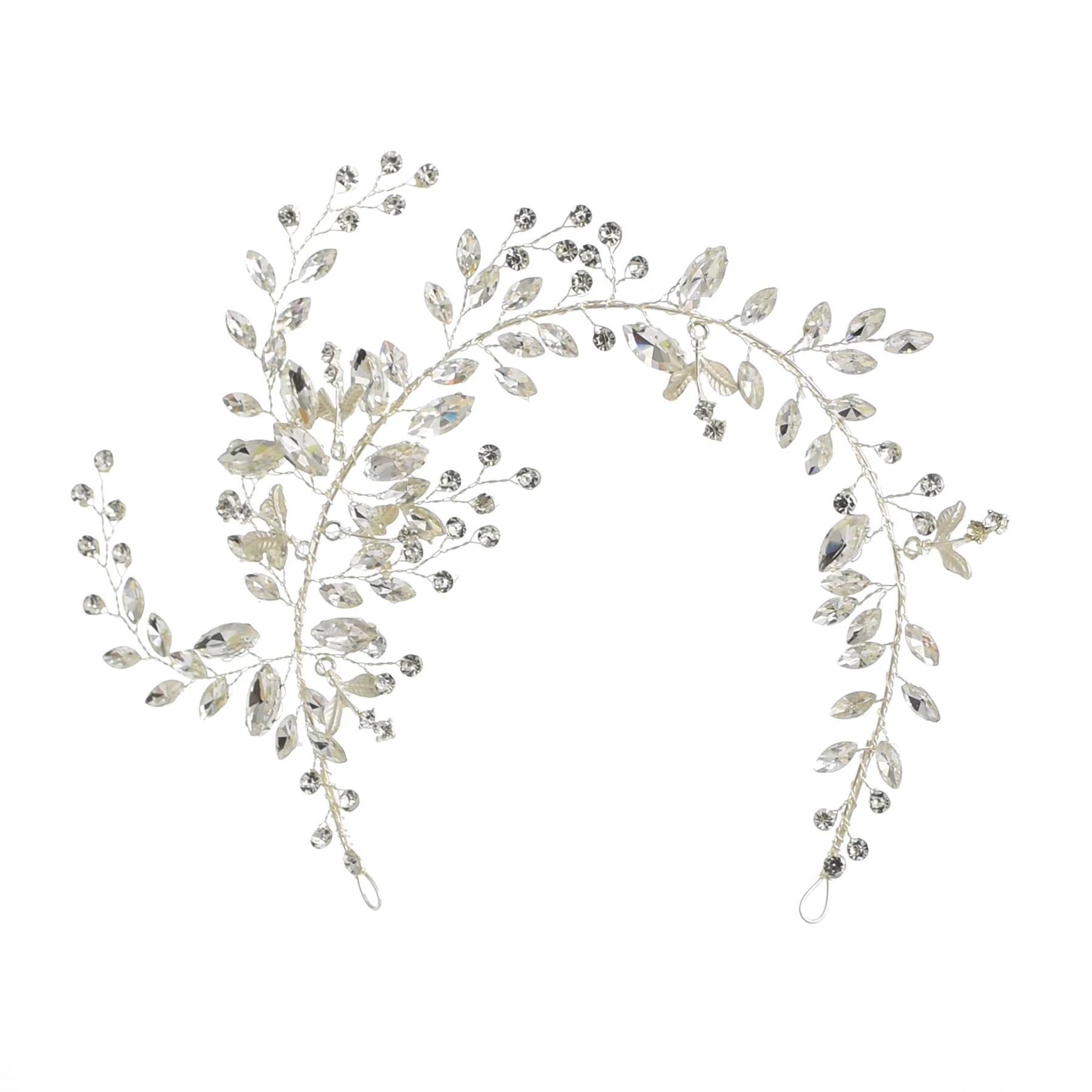 Crystal Wedding Headband Silver Bride Hair Piece Wedding Hair Accessories серебряный