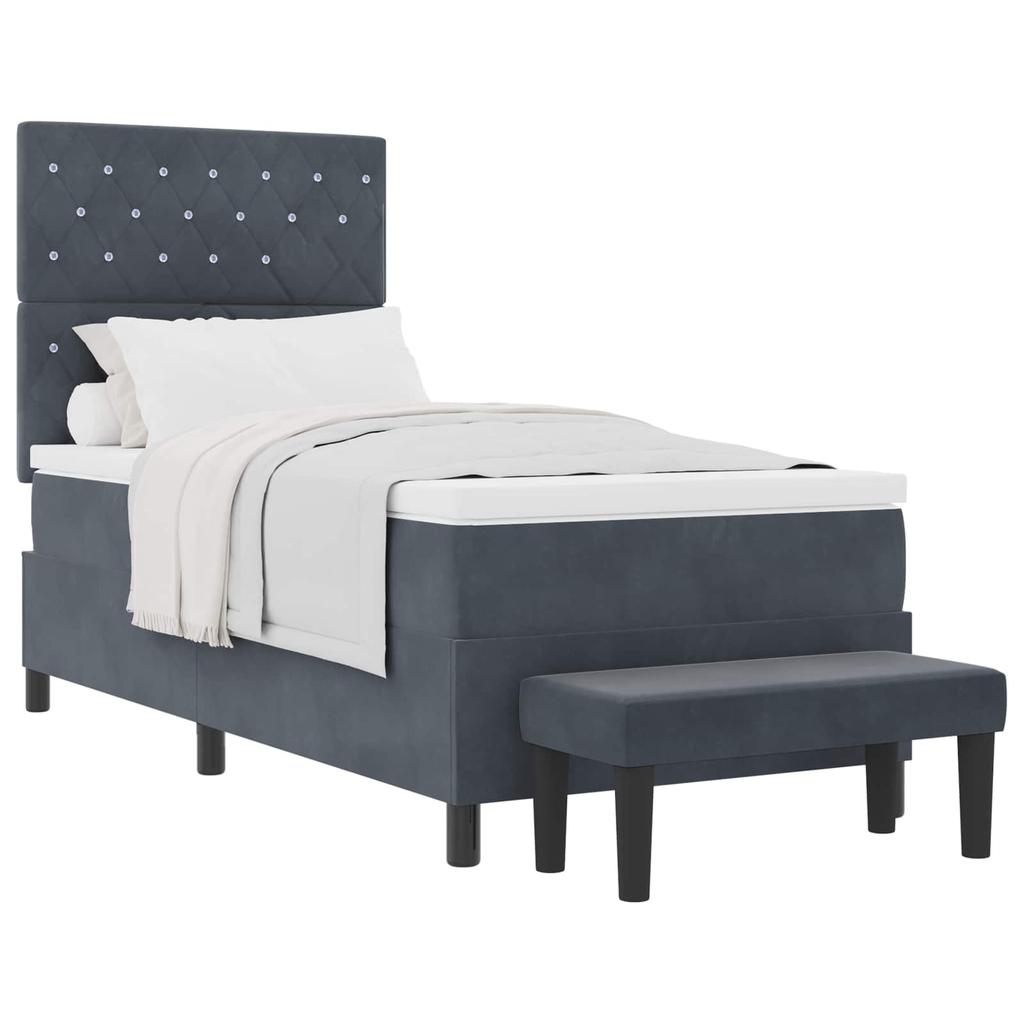 Box Spring Bed with Headboard Dark Grey 200 x 100 cm Velvet