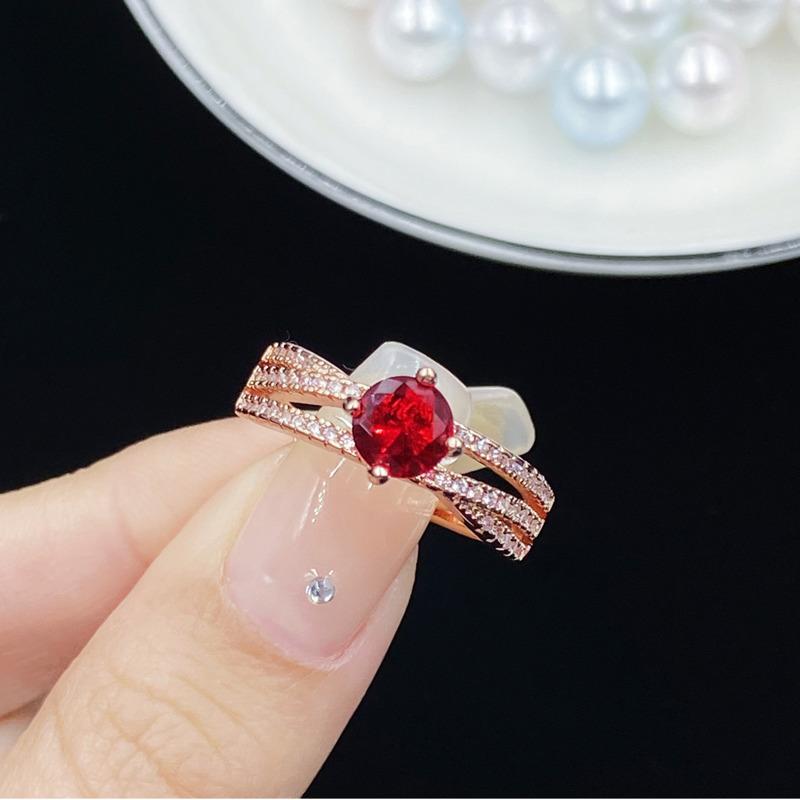 BELLA BOX Simple Rose Gold Three-layer Winding Group Set Ruby Ring Suitable For Women's Daily Party High-end Jewelry