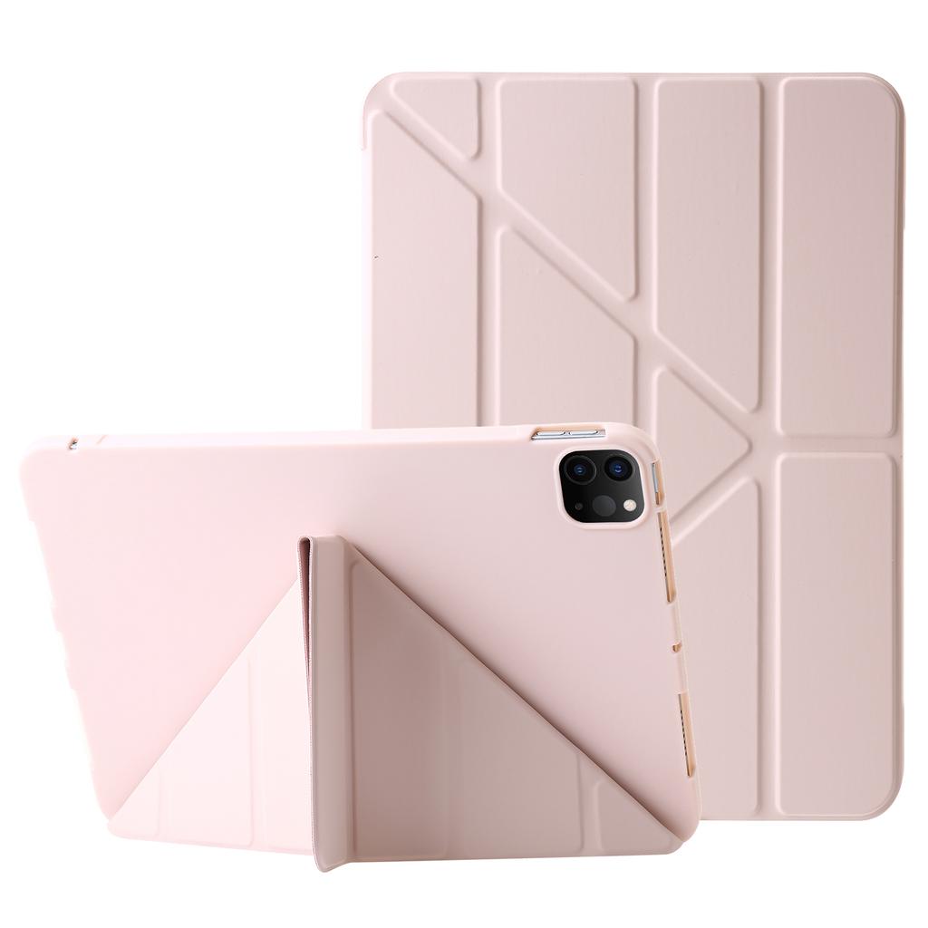For iPad Pro 11 (2024) Case Origami Stand PU Leather+Silicone Cover with Auto Sleep/Wake