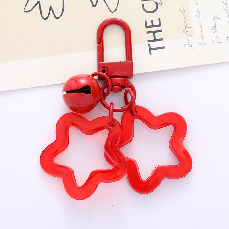 Colorful Acrylic Star Keychain with Bell Pendant for Earphone Case or Bag Decoration
