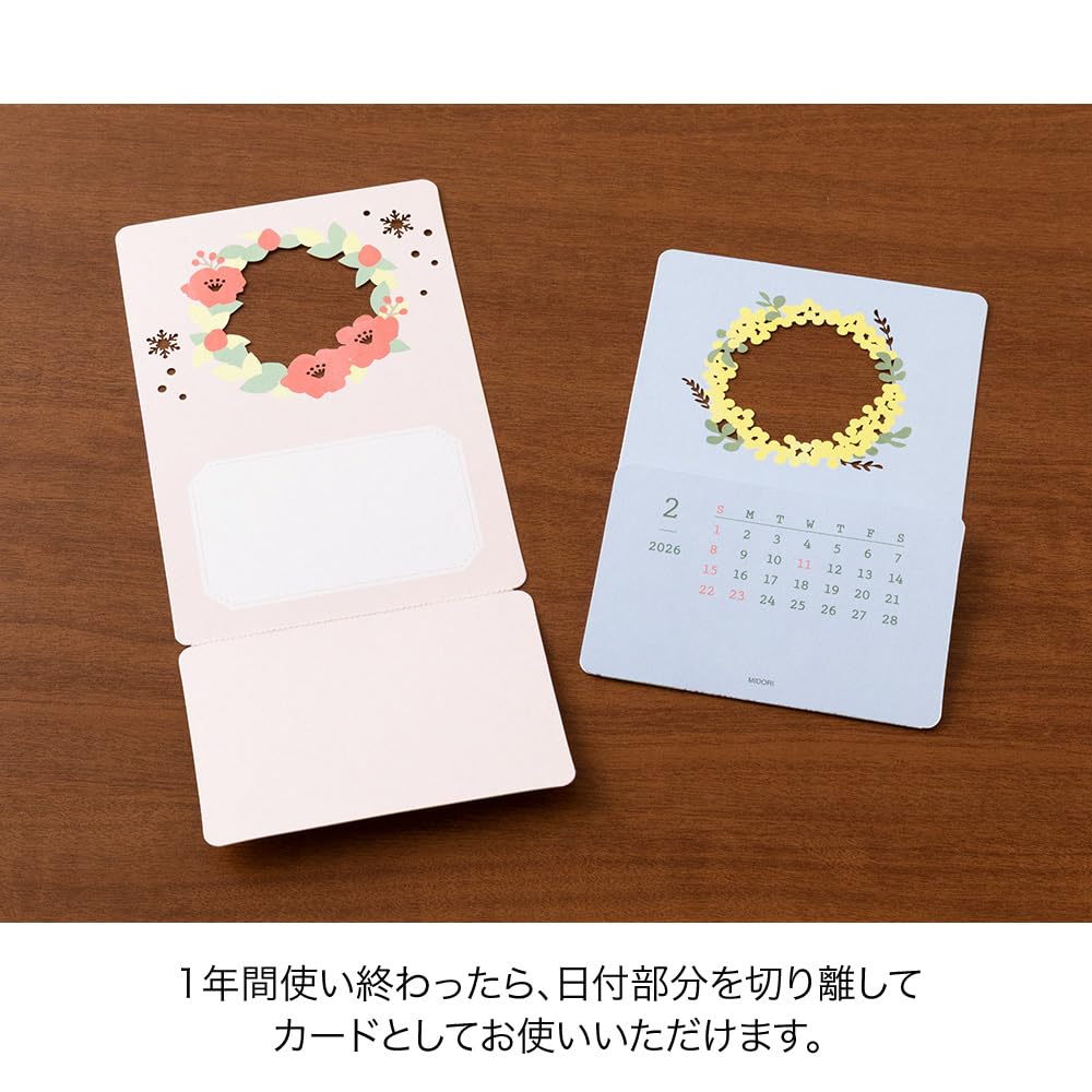 Midori 2026 Limited Seasonal Desktop Calendar with Floral 31368006 Calendar, Edition, Bookmark, Design,