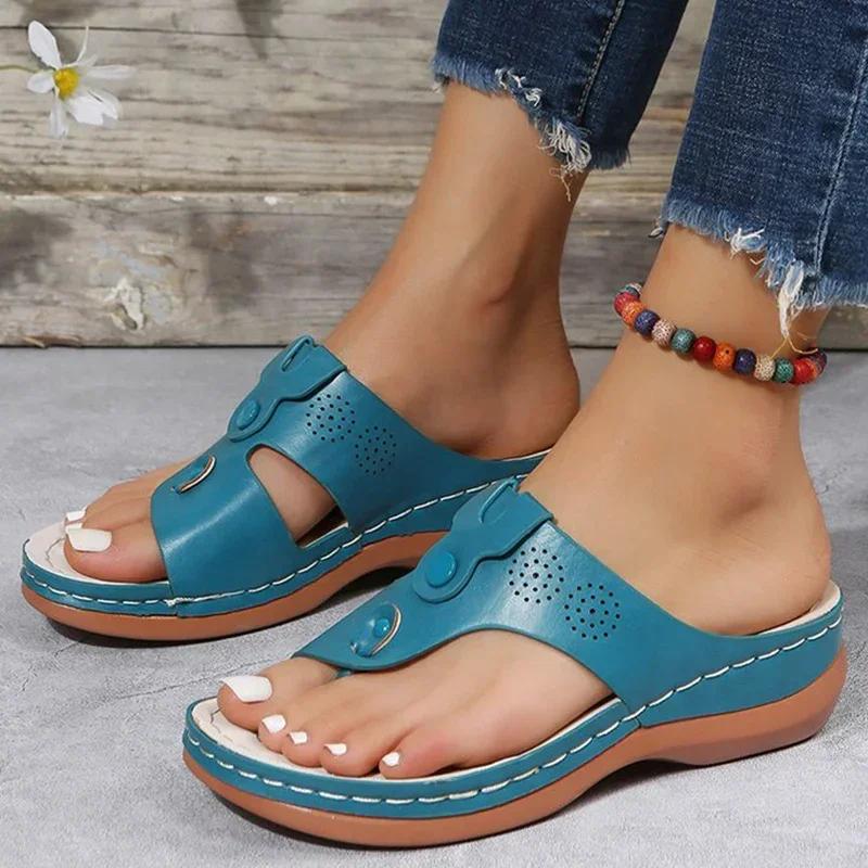 Women Sandals Orthopedic Wedge Heels Summer Slippers Shoes for Women 2025 Female Open Toed Beach Sandal Flip Flops Zapatos Mujer