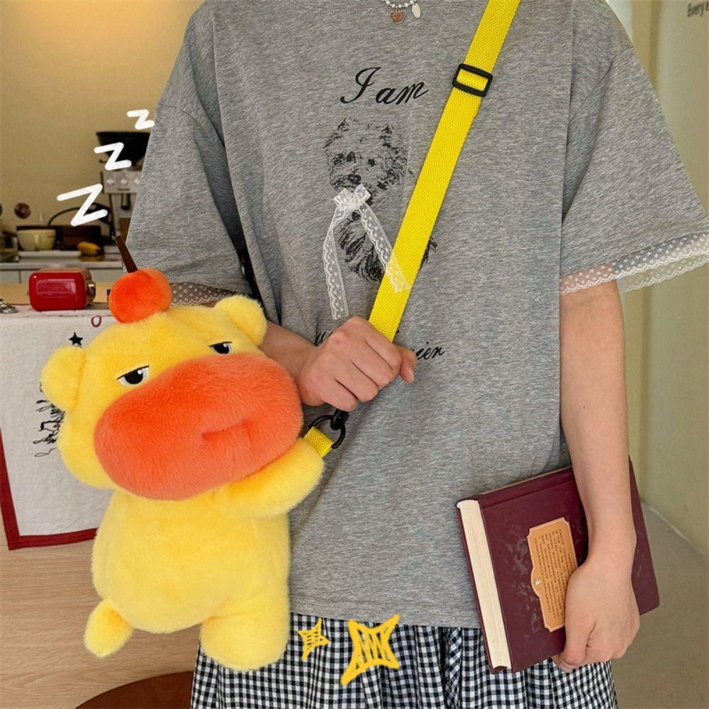 

Persimmon Capybara Lulu Plush Crossbody Bag Large Capacity Cartoon Plush Pencil Case Stationery DOll
