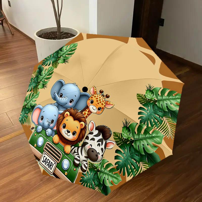 1PC Safari Jungle Umbrella-8-Rib Reinforced, Automatic Open, Lightweight & Durable, Cute Fashion Accessory for Outdoor-K1323