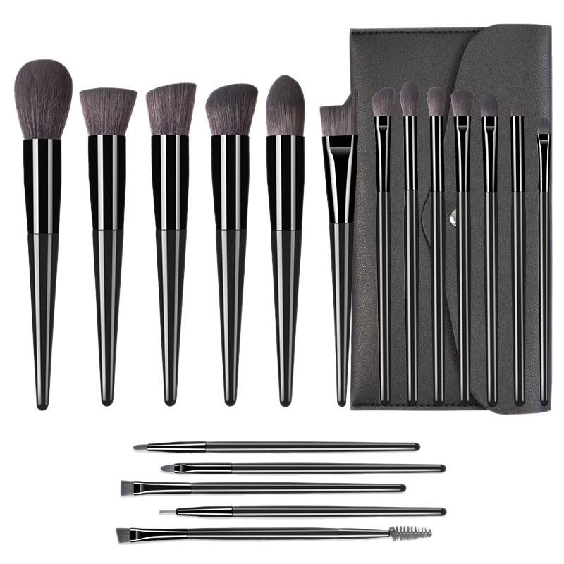 18 Black Makeup Brush Set  High-quality Solid Wood Handle Makeup Brush Complete Set